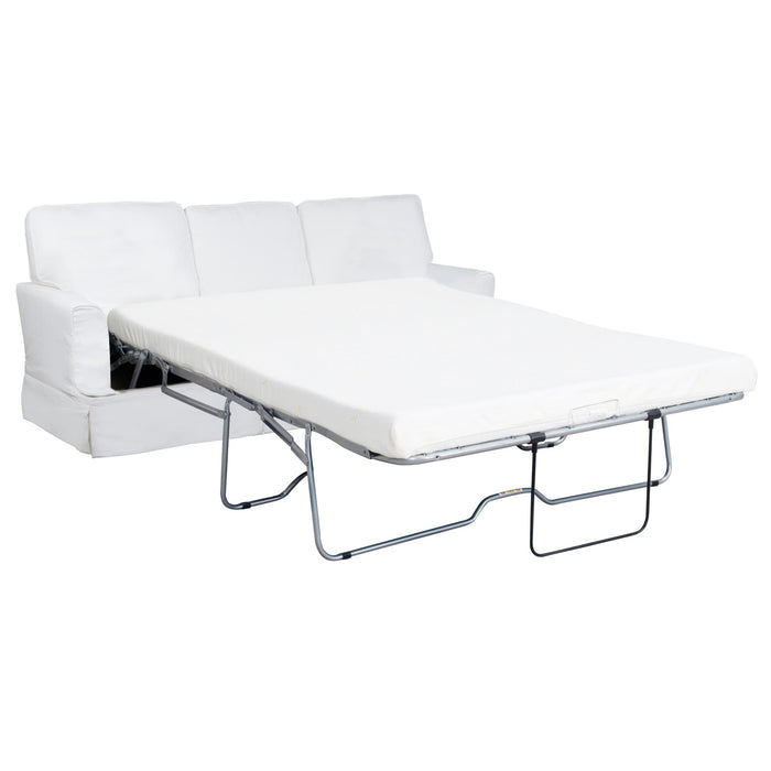 Sunset Trading Ariana Slipcovered Sleeper Sofa | Stain Resistant Performance Fabric | White