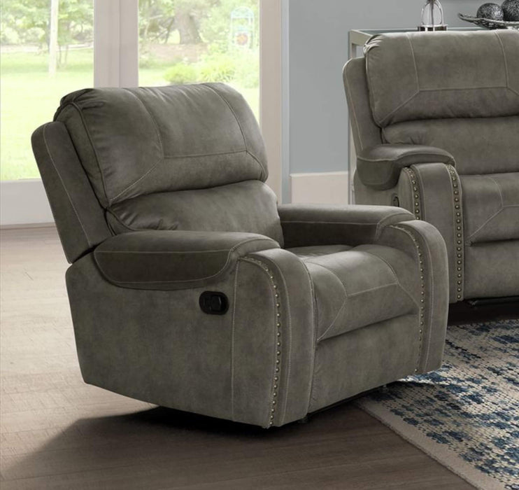 Sunset Trading Calvin 41" Wide Recliner | Reclining Chair | Nailheads | Easy to Clean Gray Fabric -  Chapter 11 Furniture (Lewiston, Maine)
