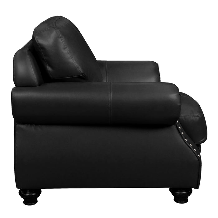 Sunset Trading Charleston 42" Wide Top Grain Leather Armchair | Black Rolled Arm Accent Chair with Nailheads -  Chapter 11 Furniture (Lewiston, Maine)