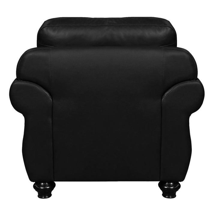 Sunset Trading Charleston 42" Wide Top Grain Leather Armchair | Black Rolled Arm Accent Chair with Nailheads -  Chapter 11 Furniture (Lewiston, Maine)