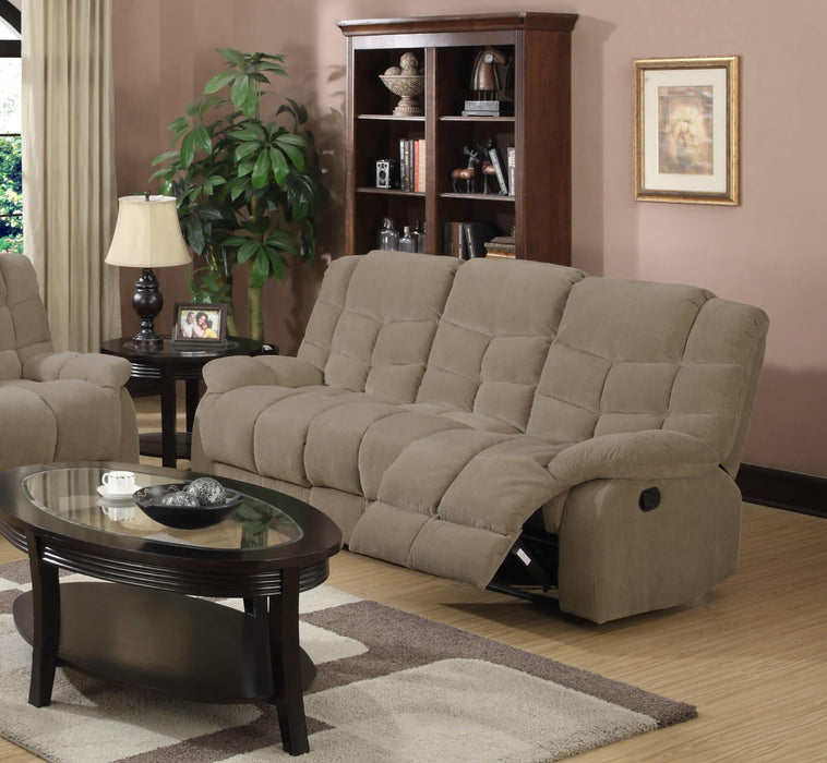 Sunset Trading Heaven on Earth Reclining Sofa | Manual Recliner | Tan Fabric Couch -  Chapter 11 Furniture (Lewiston, Maine)