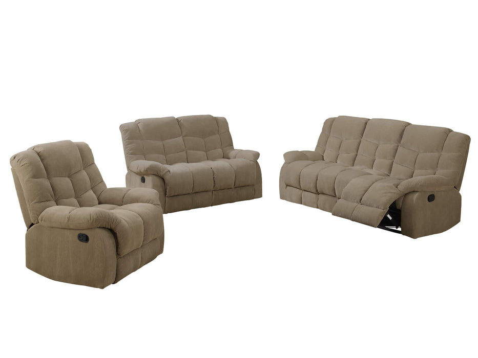 Sunset Trading Heaven on Earth 3 Piece Reclining Living Room Set | Sofa Loveseat Chair | Manual Recliner | Tan Fabric