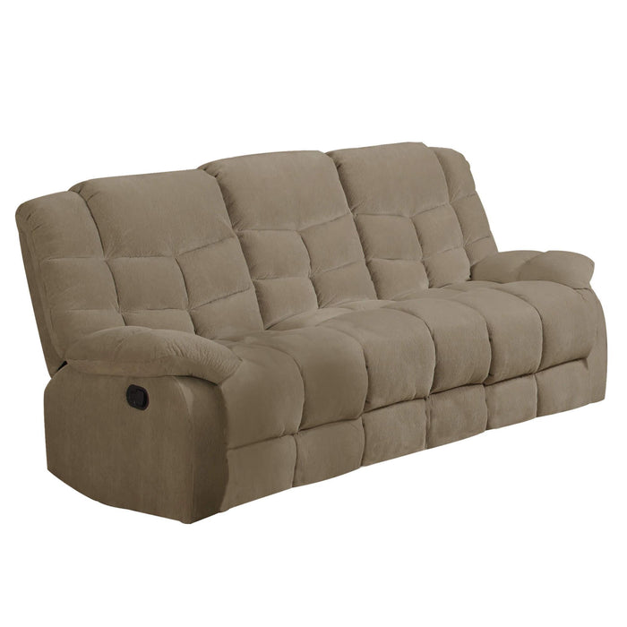 Sunset Trading Heaven on Earth Reclining Sofa | Manual Recliner | Tan Fabric Couch