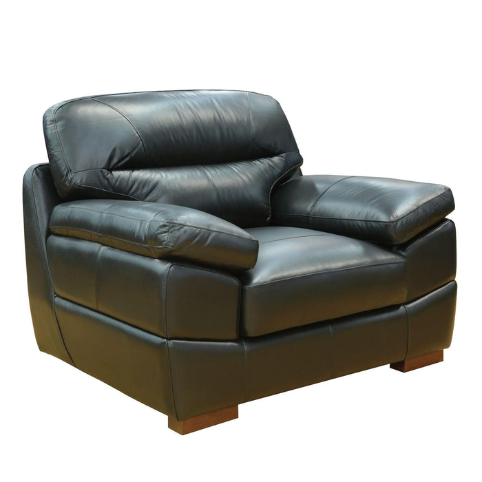 Sunset Trading Jayson 45" Wide Top Grain Leather Armchair | Black