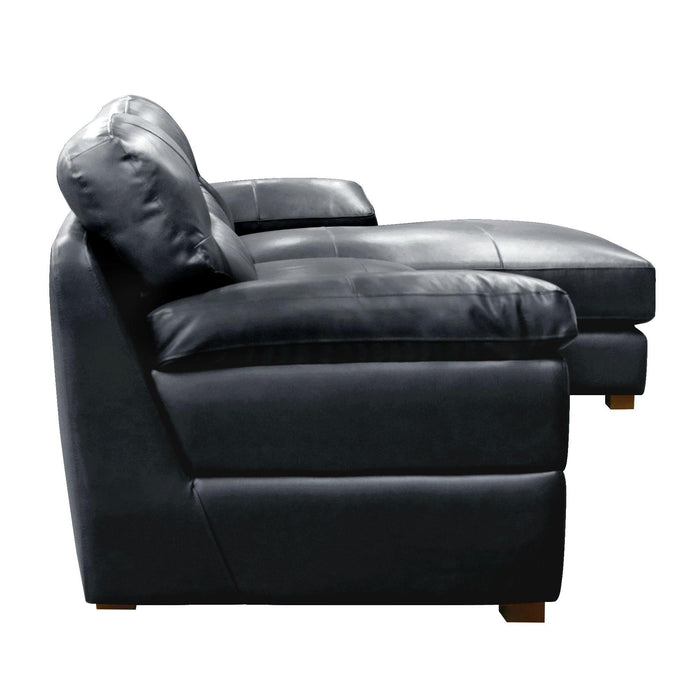 Sunset Trading Jayson 115" Wide Top Grain Leather Sofa with Chaise | Black Right Facing Chofa | Oversized Couch Sectional -  Chapter 11 Furniture (Lewiston, Maine)
