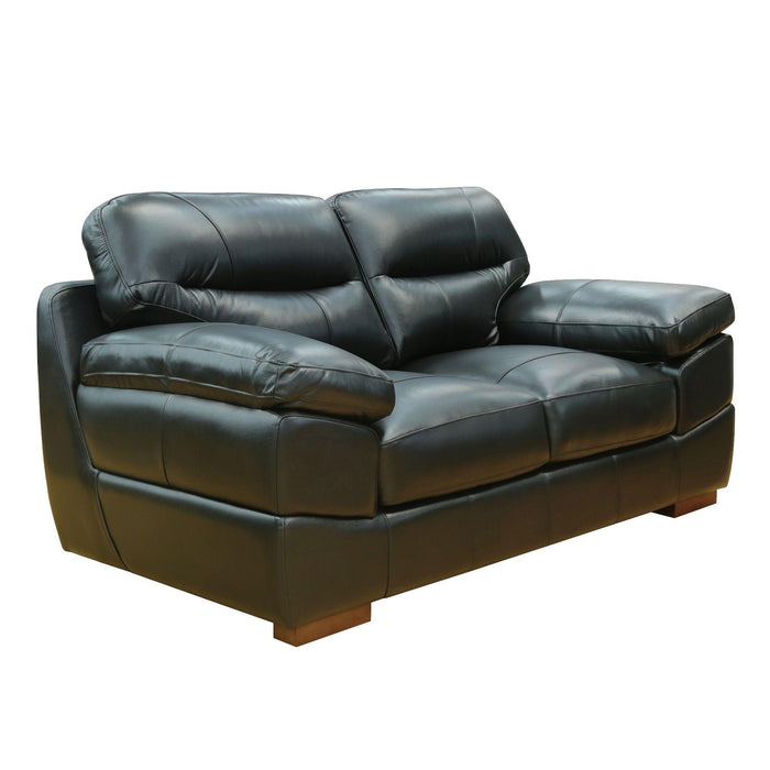 Sunset Trading Jayson 73" Wide Top Grain Leather Loveseat | Black