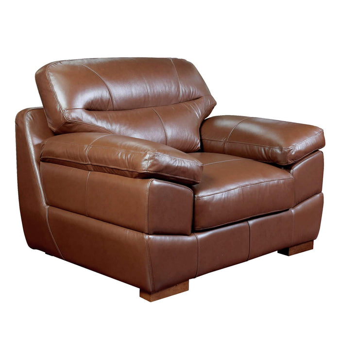 Sunset Trading Jayson 45" Wide Top Grain Leather Armchair | Chestnut Brown