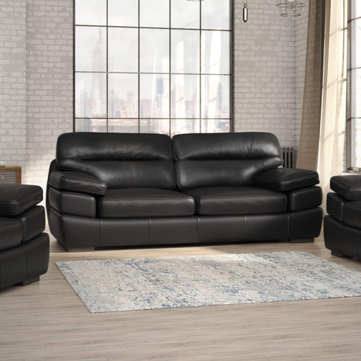 Sunset Trading Jayson 89" Wide Top Grain Leather Sofa | Black Stationary Couch -  Chapter 11 Furniture (Lewiston, Maine)