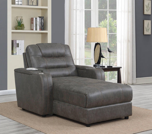 Sunset Trading Power Reclining Chaise Lounge Chair with Arms | Phone Charger | Cupholder | Storage | Gray -  Chapter 11 Furniture (Lewiston, Maine)