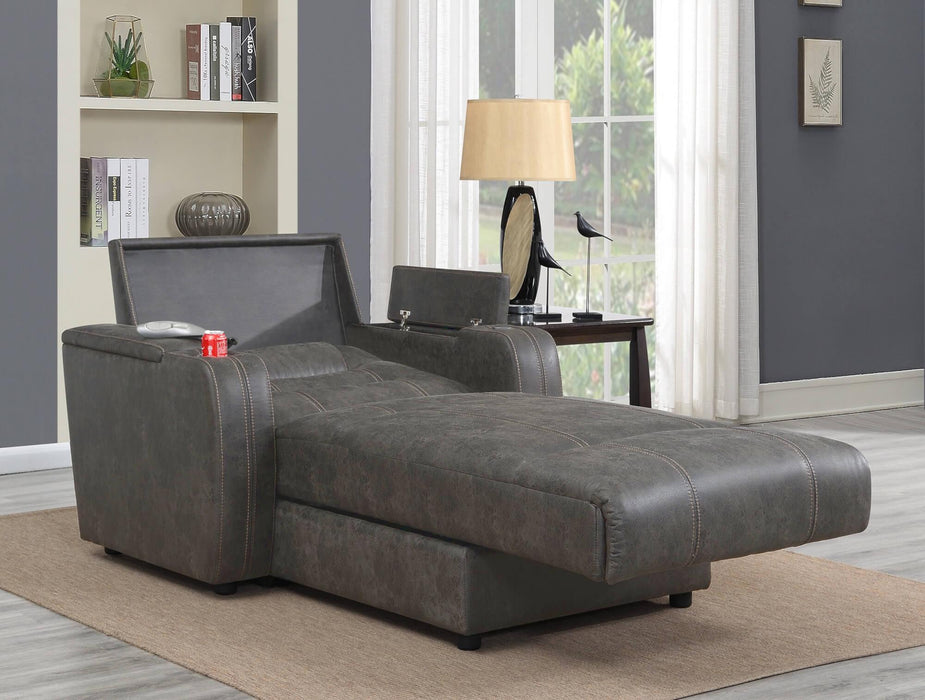 Sunset Trading Power Reclining Chaise Lounge Chair with Arms | Phone Charger | Cupholder | Storage | Gray -  Chapter 11 Furniture (Lewiston, Maine)
