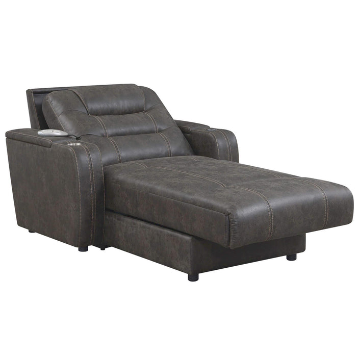 Sunset Trading Power Reclining Chaise Lounge Chair with Arms | Phone Charger | Cupholder | Storage | Gray -  Chapter 11 Furniture (Lewiston, Maine)
