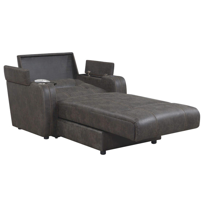 Sunset Trading Power Reclining Chaise Lounge Chair with Arms | Phone Charger | Cupholder | Storage | Gray -  Chapter 11 Furniture (Lewiston, Maine)