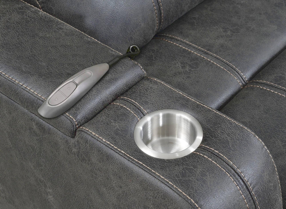 Sunset Trading Power Reclining Chaise Lounge Chair with Arms | Phone Charger | Cupholder | Storage | Gray -  Chapter 11 Furniture (Lewiston, Maine)