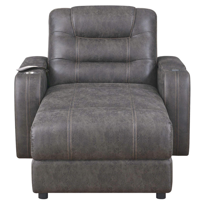 Sunset Trading Power Reclining Chaise Lounge Chair with Arms | Phone Charger | Cupholder | Storage | Gray -  Chapter 11 Furniture (Lewiston, Maine)