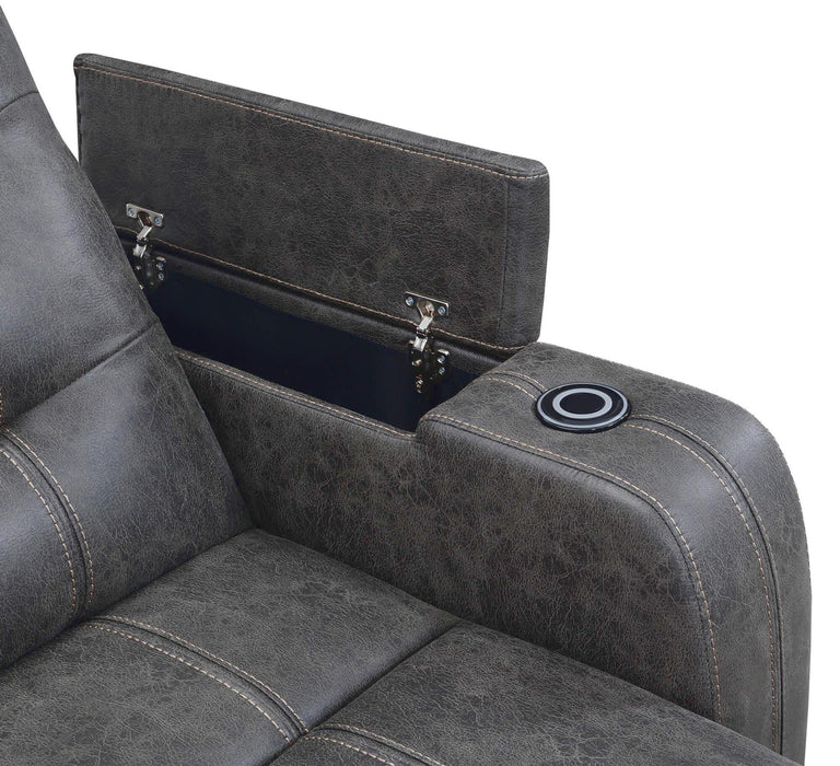 Sunset Trading Power Reclining Chaise Lounge Chair with Arms | Phone Charger | Cupholder | Storage | Gray -  Chapter 11 Furniture (Lewiston, Maine)