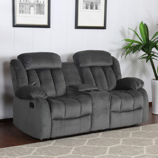 Sunset Trading Madison Reclining Loveseat with Console Storage, Cupholders | Two Manual Recliners | Gray Fabric -  Chapter 11 Furniture (Lewiston, Maine)