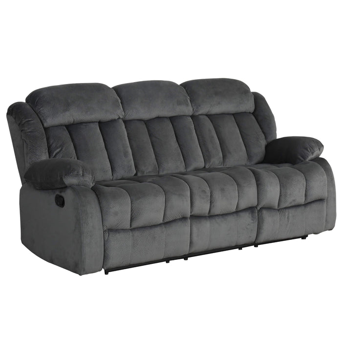 Sunset Trading Madison Reclining Sofa | 2 Manual Recliners | Gray Fabric Couch