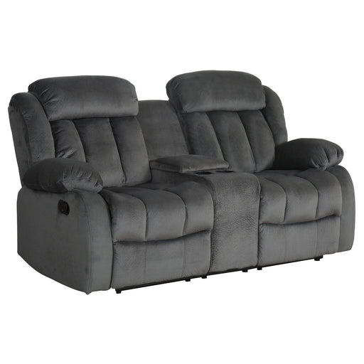 Sunset Trading Madison Reclining Loveseat with Console Storage, Cupholders | Two Manual Recliners | Gray Fabric -  Chapter 11 Furniture (Lewiston, Maine)