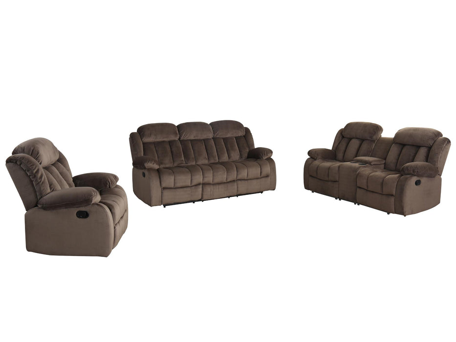 Sunset Trading Teddy Bear 3 Piece Reclining Living Room Set | Sofa Loveseat Chair | Manual Recliner | Brown Fabric