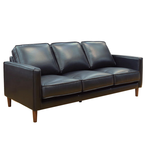 Sunset Trading Prelude 79" Wide Black Top Grain Leather Sofa | Mid Century Modern 3 Seater Couch -  Chapter 11 Furniture (Lewiston, Maine)