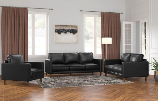 Sunset Trading Prelude 3 Piece Black Top Grain Leather Living Room Set | Mid Century Modern Sofa Loveseat and Chair -  Chapter 11 Furniture (Lewiston, Maine)