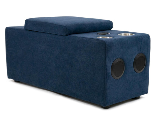 Sunset Trading Pixie Speaker Console | Modular Voice Bluetooth USB Outlets Storage Cupholders | Navy Fabric -  Chapter 11 Furniture (Lewiston, Maine)