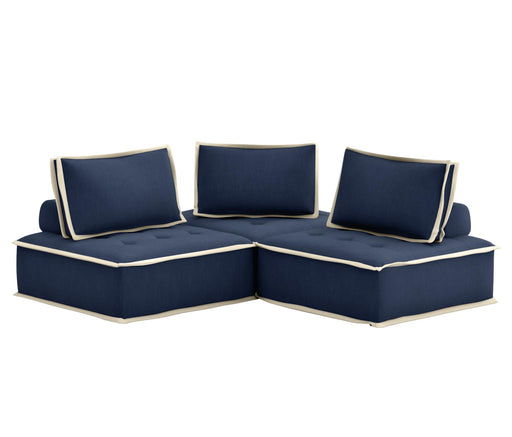 Sunset Trading Pixie 3 Piece Sofa Sectional | Modular Couch | Navy Blue and Cream Fabric -  Chapter 11 Furniture (Lewiston, Maine)