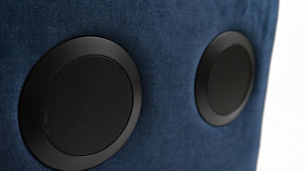 Sunset Trading Pixie Speaker Console | Modular Voice Bluetooth USB Outlets Storage Cupholders | Navy Fabric -  Chapter 11 Furniture (Lewiston, Maine)