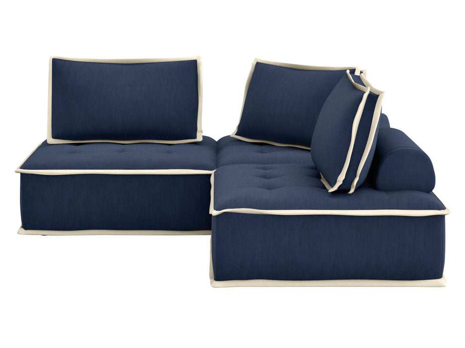 Sunset Trading Pixie 3 Piece Sofa Sectional | Modular Couch | Navy Blue and Cream Fabric -  Chapter 11 Furniture (Lewiston, Maine)