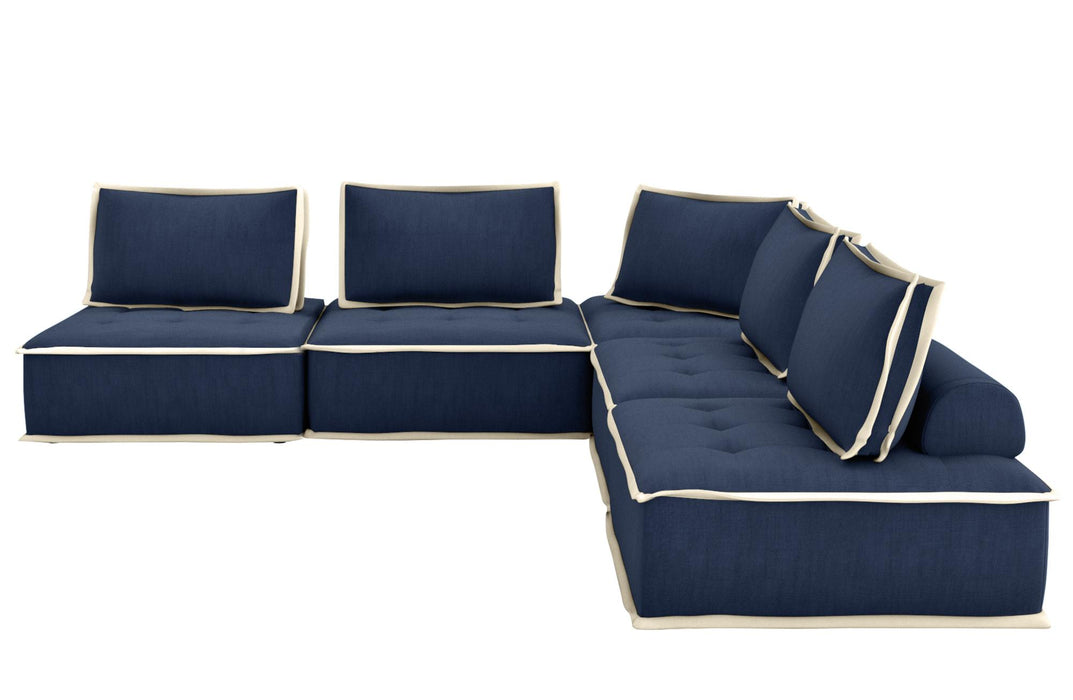 Sunset Trading Pixie 5 Piece Sofa Sectional | Modular Couch | Navy Blue and Cream Fabric -  Chapter 11 Furniture (Lewiston, Maine)