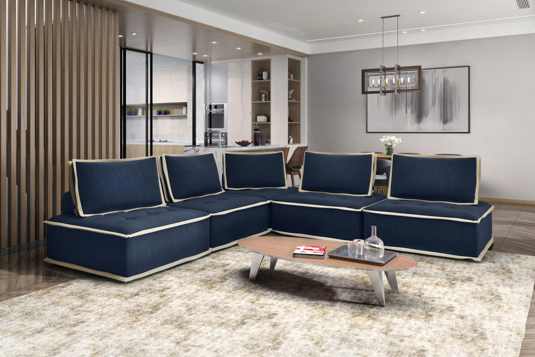 Sunset Trading Pixie 5 Piece Sofa Sectional | Modular Couch | Navy Blue and Cream Fabric -  Chapter 11 Furniture (Lewiston, Maine)