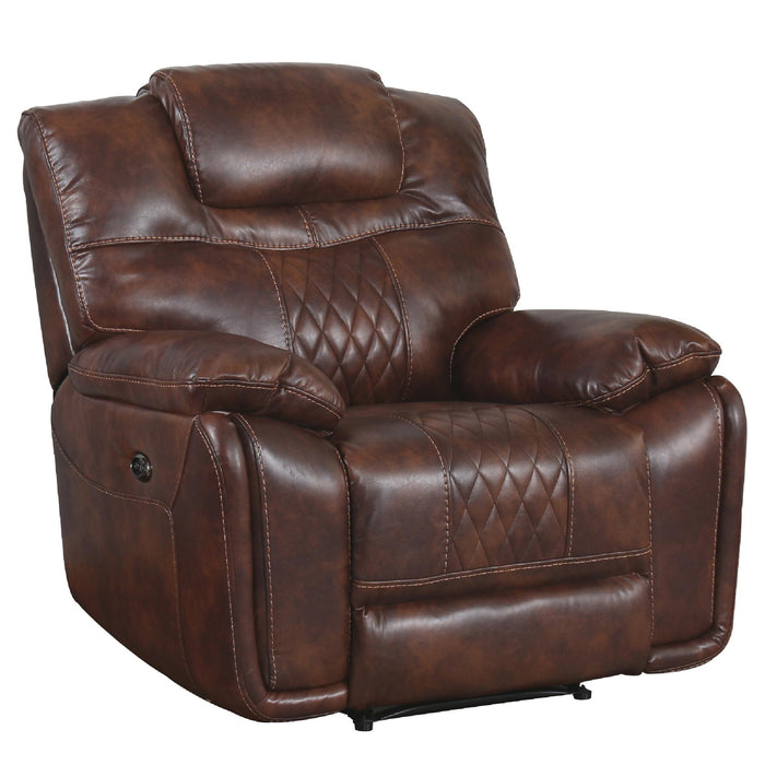 Sunset Trading Diamond Power Recliner | Brown Leather Gel