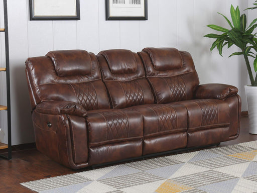 Sunset Trading Diamond Power Dual Reclining Sofa |Brown Leather Gel -  Chapter 11 Furniture (Lewiston, Maine)