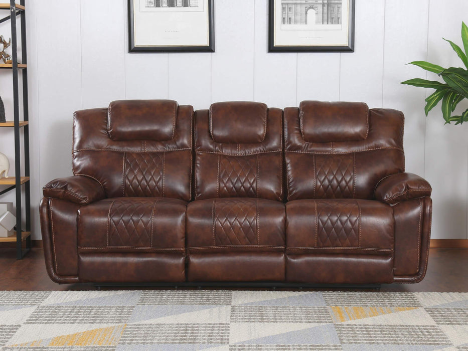 Sunset Trading Diamond Power Dual Reclining Sofa |Brown Leather Gel -  Chapter 11 Furniture (Lewiston, Maine)