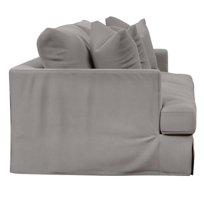 Sunset Trading Newport Slipcovered Recessed Fin Arm 94" Sofa | Stain Resistant Performance Fabric | 4 Throw Pillows | Gray -  Chapter 11 Furniture (Lewiston, Maine)