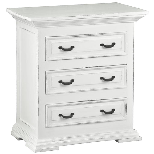 Sunset Trading Cottage Three Drawer Nightstand | Distressed White Solid Wood | Fully Assembled End Side Table -  Chapter 11 Furniture (Lewiston, Maine)
