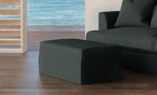 Sunset Trading Newport Slipcovered 44" Wide Ottoman | Stain Resistant Performance Fabric | Dark Gray -  Chapter 11 Furniture (Lewiston, Maine)