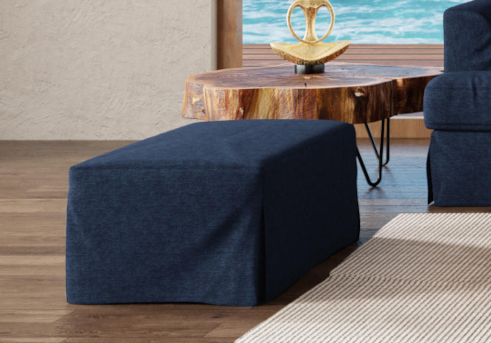 Sunset Trading Newport Slipcover Only for 44" Wide Ottoman | Stain Resistant Performance Fabric | Navy Blue -  Chapter 11 Furniture (Lewiston, Maine)