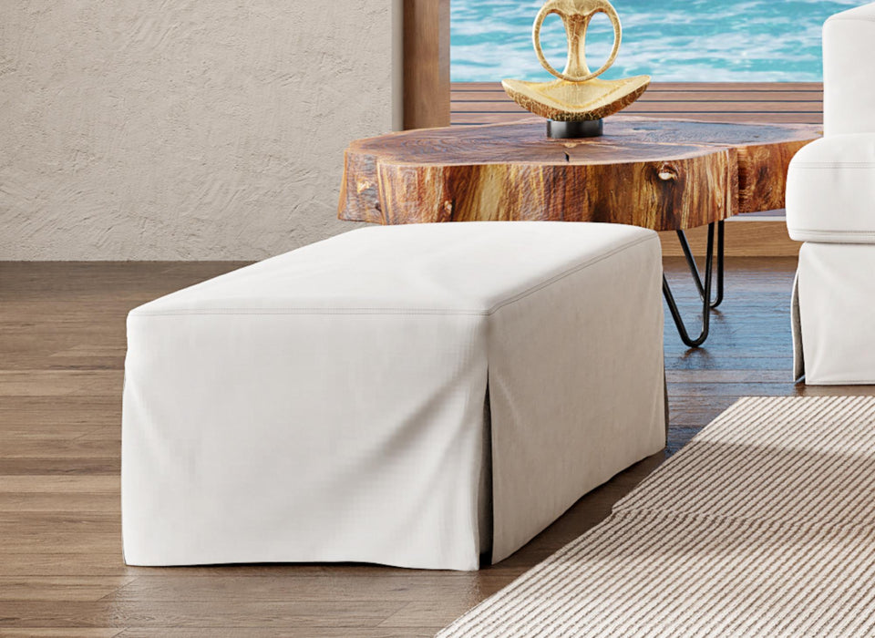 Sunset Trading Newport Slipcover Only for 44" Wide Ottoman | Stain Resistant Performance Fabric | White -  Chapter 11 Furniture (Lewiston, Maine)