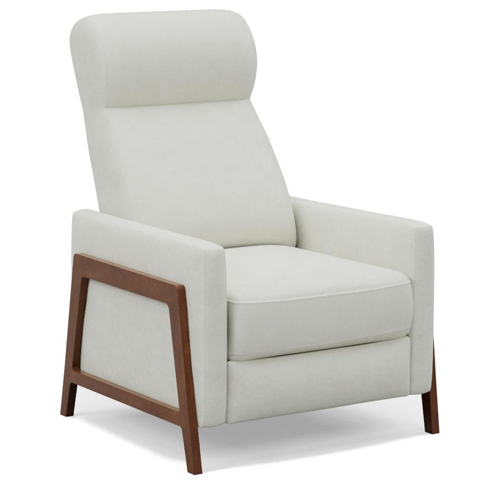 Sunset Trading Edge Pushback Leather Recliner | Manual Reclining Chair | Thin Track Arms | Pearl White