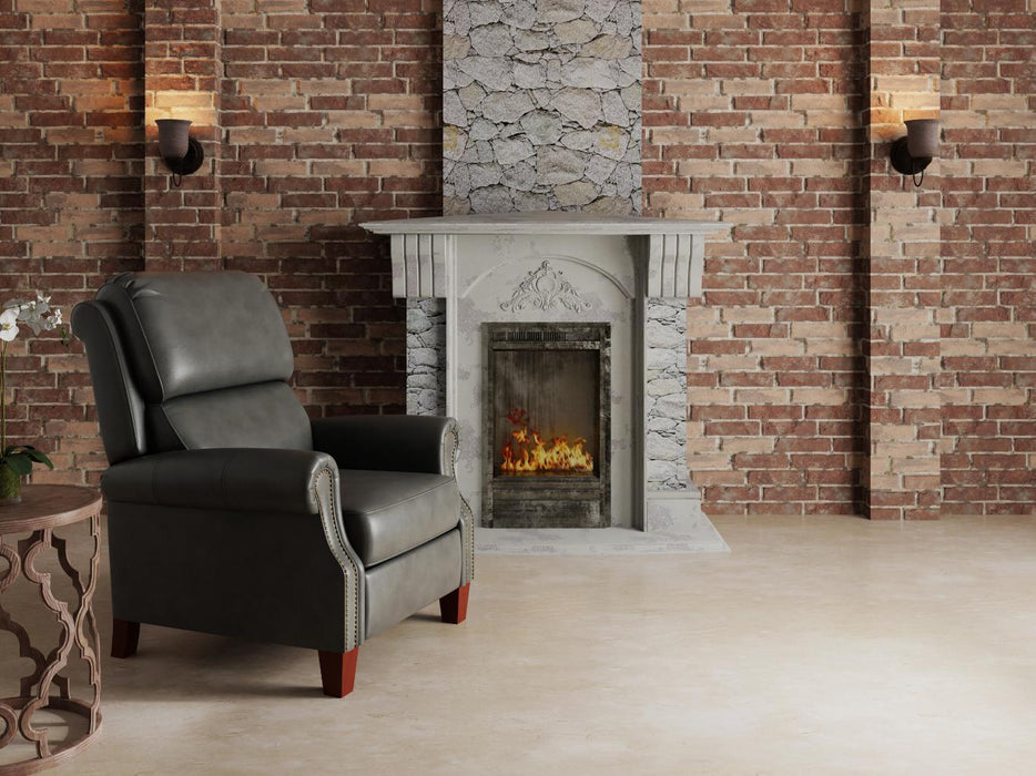 Sunset Trading Alexander Pushback Leather Recliner | Dark Gray