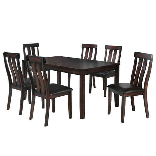 Sunset Trading Boller 7 Piece Dining Set | Rectangular Table | Solid Burnished Brown Wood | Seats 6 | Upholstered Side Chairs -  Chapter 11 Furniture (Lewiston, Maine)