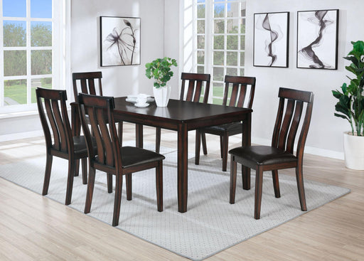 Sunset Trading Boller 7 Piece Dining Set | Rectangular Table | Solid Burnished Brown Wood | Seats 6 | Upholstered Side Chairs -  Chapter 11 Furniture (Lewiston, Maine)