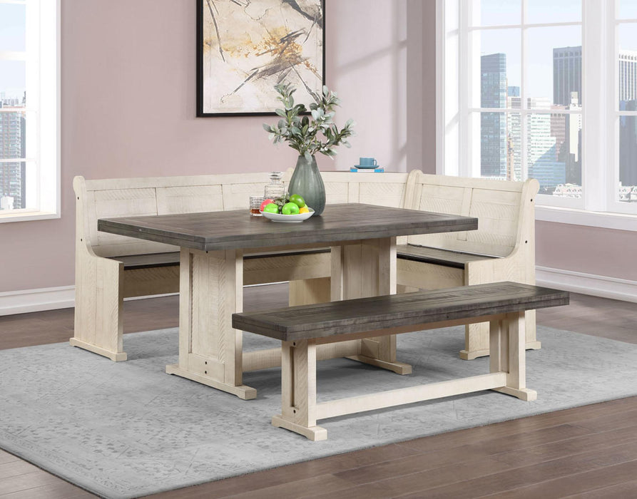 Sunset Trading Sunny Dining Nook Table Set | Distressed Antique White/Grey Wood | Kitchen Corner Storage Bench Seating -  Chapter 11 Furniture (Lewiston, Maine)