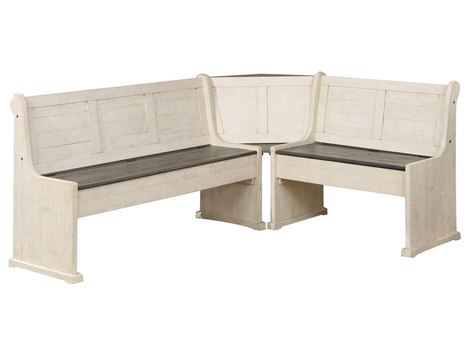 Sunset Trading Sunny Dining Nook Table Set | Distressed Antique White/Grey Wood | Kitchen Corner Storage Bench Seating -  Chapter 11 Furniture (Lewiston, Maine)