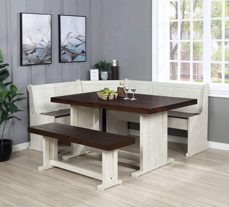 Sunset Trading Sunny Dining Nook Table Set | Distressed Cream/Brown Wood | Kitchen Corner Storage Bench Seating -  Chapter 11 Furniture (Lewiston, Maine)