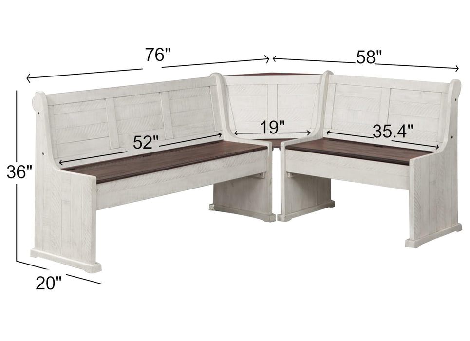 Sunset Trading Sunny Dining Nook Table Set | Distressed Cream/Brown Wood | Kitchen Corner Storage Bench Seating -  Chapter 11 Furniture (Lewiston, Maine)