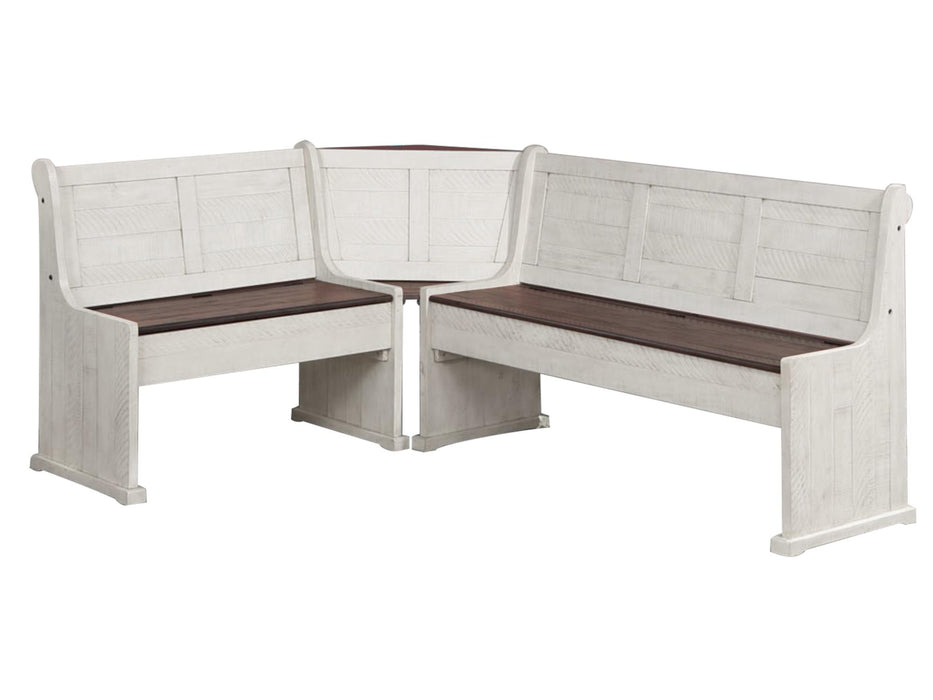 Sunset Trading Sunny Dining Nook Table Set | Distressed Cream/Brown Wood | Kitchen Corner Storage Bench Seating -  Chapter 11 Furniture (Lewiston, Maine)