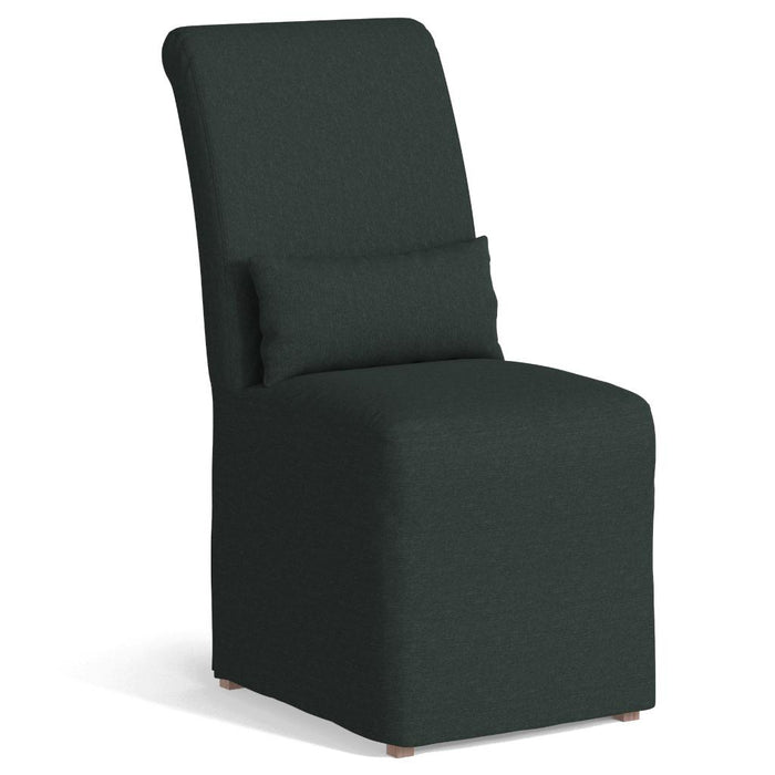 Sunset Trading Newport Slipcovered Dining Chair | Stain Resistant Performance Fabric | Dark Gray