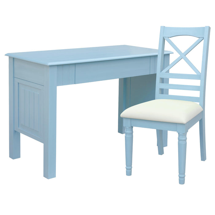 Sunset Trading Cool Breeze Computer Desk and Chair | Vanity | Beach Blue | Fully Assembled